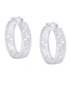 Серьги-Кольца с греческим ключом и серебряным покрытием, украшенные бриллиантами Macy'S, silver