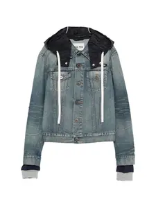 Джинсовая куртка с капюшоном Miu Miu, синий