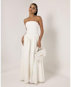 Женское макси-платье без бретелей из крепа с расклешенной юбкой и корсетом Heiress Beverly Hills, White