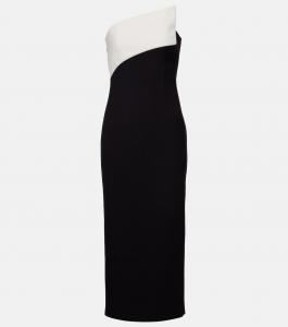 Асимметричное коктейльное платье из крепа без бретелек Roland Mouret, Monochrome