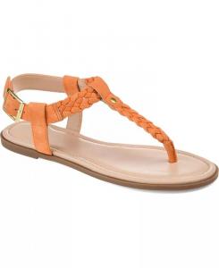 Женские сандалии на плоской подошве Genevive с Т-образным ремешком Journee Collection, оранжевый