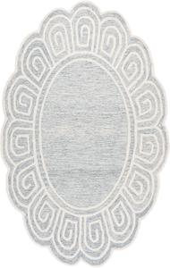 Ковер SAFAVIEH, 153 x 244 см, коллекции Novelty, овальный, Light Grey & Ivory, ручной работы из шерсти, с дизайном бордюра Greek Key, идеален для помещений с высокой проходимостью в гостиной, спальне, столовой (NOV109G-5OV)
