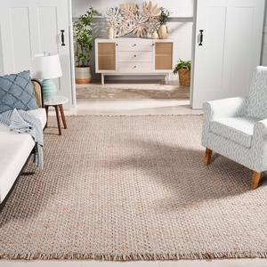 Ковер SAFAVIEH, 183 x 275 см, из натуральных волокон, Natural & Ivory, ручное плетение с бахромой из джута, идеально для гостиной, спальни, столовой (NF818A-6)