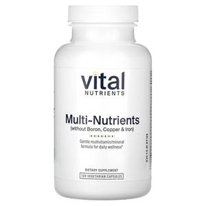Мультипитательные вещества Vital Nutrients без бора, меди и железа, 120 капсул