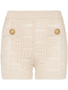 Balmain сетчатые шорты с монограммой, нейтральный цвет