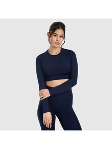 SMILODOX Футболка с длинными рукавами «Тиша» темно-синего цвета