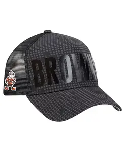 Мужская чёрная кепка Trucker 9FORTY с А-образной оправой и регулируемым креплением Cleveland Browns Throwback Midnight Ink Tone Text New Era