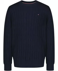 Мальчиковый свитер с воротником-гольф и ажурным узором, размер 2T-7 Tommy Hilfiger, синий