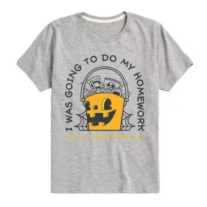 Футболка с рисунком для мальчиков 8-20 лет, которые собираются делать домашнее задание, руки полностью заняты Licensed Character, серый