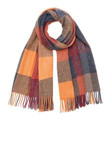 Мягкий шарф с бахромой - модный зимний аксессуар для женщин в оранжевом цвете. Faera