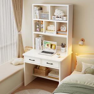 Стол 70 см с полкой Naijia Nordic, компьютерный для дома, письменный, модернизированная версия из массива, теплый белый