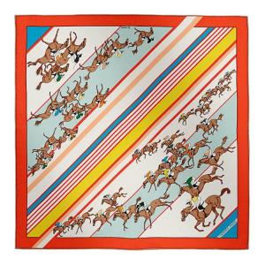 HERMES Шарф из шелка Mulberry для женщин, цвет Vermilion