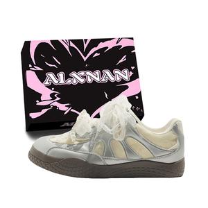 Alxnan Женские лоу-топ скейтборд кроссовки серебристые с коробкой, цвет Silver (Box Included)