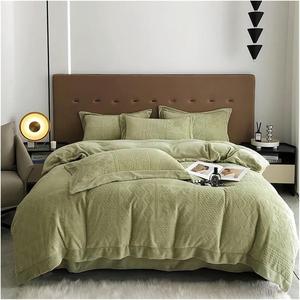 YUSIWOAL Комплект постельного белья из мягкого плюшевого вельвета с 3D резьбой