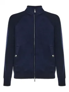 Куртка на молнии со вставками в рубчик Eleventy, синий
