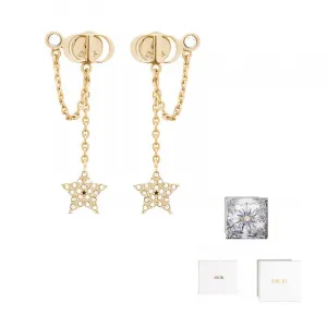 Женские золотые серьги с искусственными кристаллами DIOR