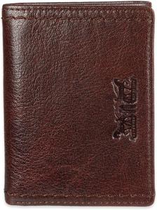 Мужской кошелек Levi's Trifold - изящный и тонкий, с окошком для удостоверения личности и держателем для кредитных карт, Brown Heavy Stitch