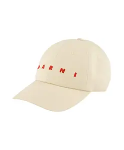 Хлопковая бейсболка с логотипом Marni, бежевый