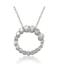 Ожерелье Suzy Levian с подвеской в виде круга из стерлингового серебра с кубическим цирконием Suzy Levian New York, white