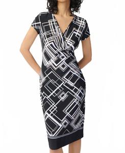 Абстрактное платье с клетчатым принтом в черно-разноцветной гамме Joseph Ribkoff