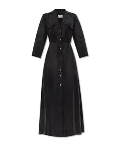 Свободное макси-платье из купро Ganni, черный