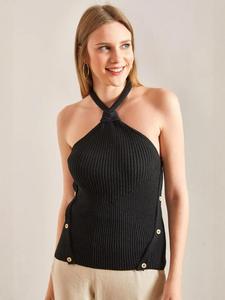 Bianco Lucci Вязаный топ черного цвета