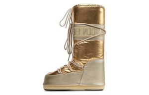 Женские зимние сапоги Moon Boot до колена комбинированные, золотистый