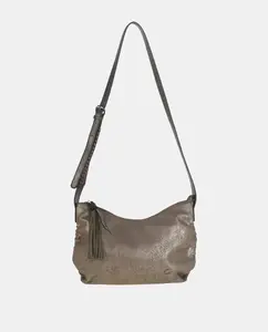 Сумка-бандо через плечо из эффекта денима с молнией Volum, хаки