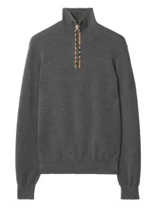 Свитер с высоким воротником и воротником на молнии BURBERRY, серый
