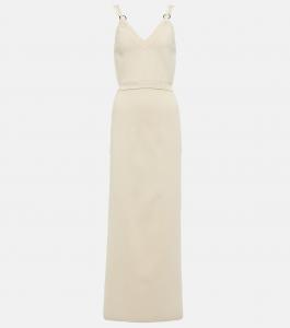 Платье миди из трикотажа с декором Rabanne, Light Beige