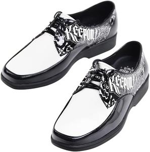 Двухцветные яркие кожаные туфли ручной работы из коровьей кожи, мужские, черные и белые, с фиксатором, для уличных танцев, антикварные, фанковые, хип-хоп In Orienttown