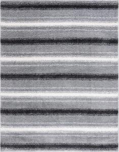 Ковер SAFAVIEH, 244 x 305 см,  - коллекция Border & Stripe Shag - большой - серый и черный, не линяет и легко чистится, ультраплюшевый густой ворс, идеально для гостиной, спальни, столовой (BSP252F)