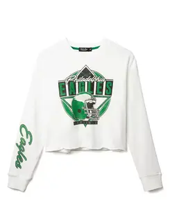 Женская флисовая куртка с укороченным воротником в виде шлема команды НФЛ «Филадельфия Иглз». Junk Food Clothing, белый