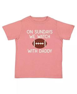 Футболка с короткими рукавами для маленьких девочек «Футбол по воскресеньям с папой» Sweet Wink, розовый