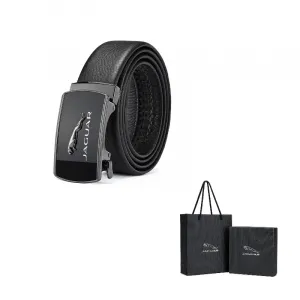 JAGUAR Мужской кожаный ремень из коровьей кожи черный шириной 3.5 см, Black