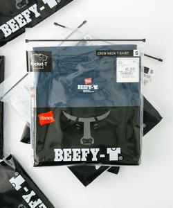 Футболка унисекс, однотонная, с карманом, плотная ткань, бренд Hanes Beefy-T, цвет темно-синий
