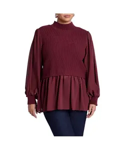 Женский Plus Size свитер Twofer с шифоном Eloquii, красный