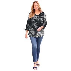 Женский топ с завязками на рукавах Hayden Plus Size Catherines, Black Brushed Tapestry