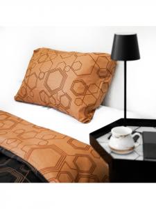 Постельное белье из 100% хлопка с наволочками и пододеяльниками оранжевого и черного цветов. COFI 1453, 220x240 см