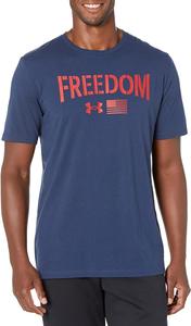 Новая мужская футболка с флагом Freedom Lockup от Under Armour, Academy Blue (408)/Red