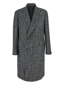 Двубортное пальто с узором в елочку TAGLIATORE, серый