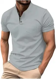 Мужская футболка с коротким рукавом henley, casual oversized, для гольфа и тренировок lopmou