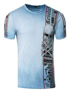 Футболка байкера с принтом спереди и сзади синего цвета Rusty Neal