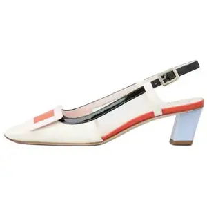 Роджер Вивье Белые лодочки-слингбэки с закрытой пряжкой