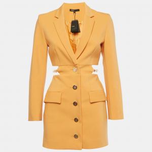 Платье Maje из оранжевого хлопка с ажурной отделкой