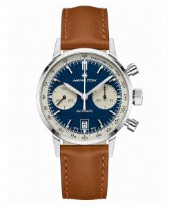 Мужские швейцарские часы с автоматическим хронографом Intra-Matic на коричневом кожаном ремешке, 40 мм Hamilton