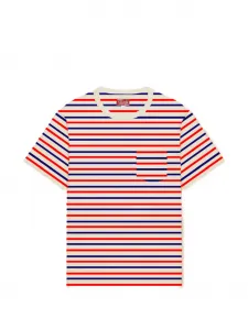 Футболка в полоску с накладным карманом Yaku Fortela, бежевый