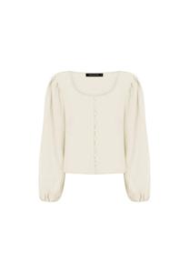 Блузка с длинными рукавами амара в классическом дизайне Freshlions, экрю