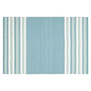 Ковер ручной работы из шерсти Dhurries с разноцветной полоской, плоский переплетенный Safavieh, синий, 92x153 см