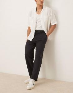 ASOS DESIGN свободные зауженные элегантные брюки из темно-синего твила